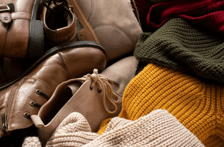 Affordable fall fashion finds including cozy knit sweaters in autumn colors and budget-friendly boots for under $50.