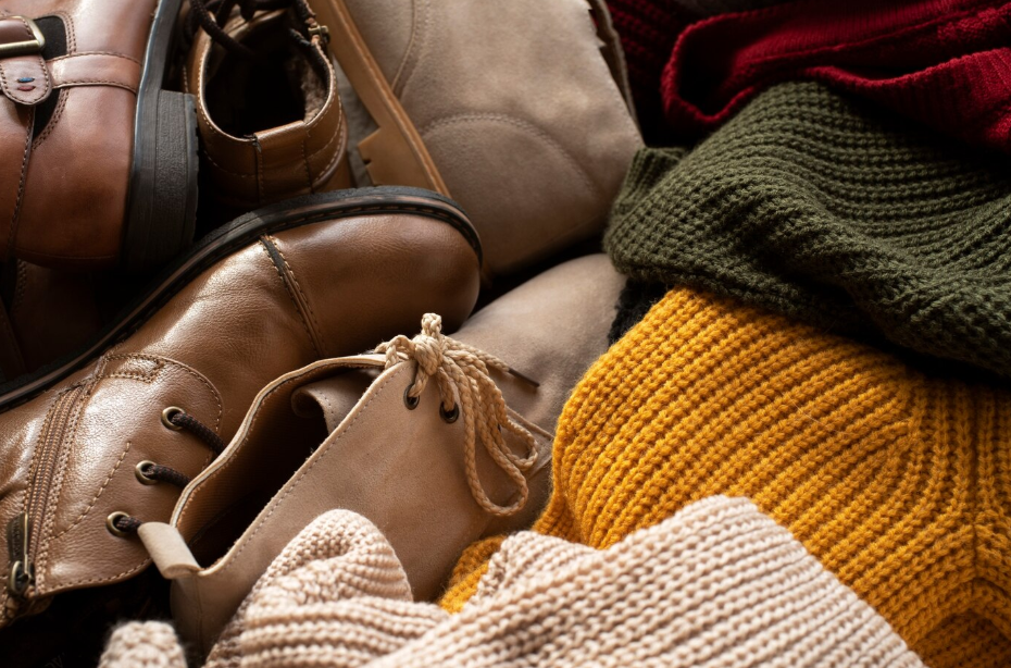 Affordable fall fashion finds including cozy knit sweaters in autumn colors and budget-friendly boots for under $50.